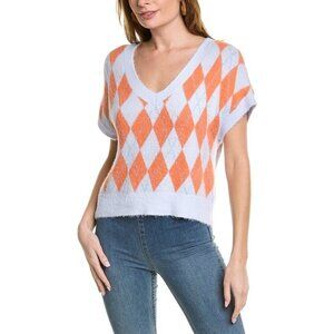 Free People BNWT vneck arglye sweater vest sz small blue orange NEW